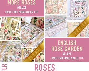 Roses Offer Roses Junk Journal Kit Roses Printables Printable Rose Papers Junk Journal kit Journal Pages Nature Ephemera Craft Kit 003014