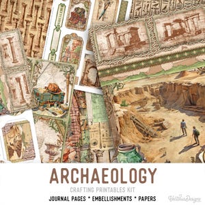 Archaeology Junk Journal Kit (Standard) - Printable Pages, Papers and Embellishments for Crafting - 003443