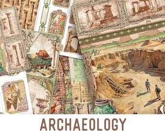 Archaeology Junk Journal Kit, Archaeology Crafting Printables Archaeology Embellishments Printable Archeology Paper Junk Journal 003443
