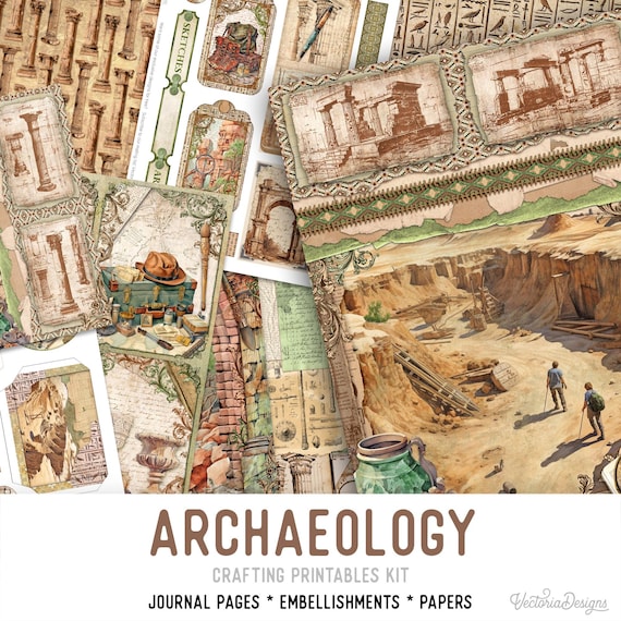 Archaeology Junk Journal Kit (Standard) - Printable Pages, Papers and Embellishments for Crafting - 003443