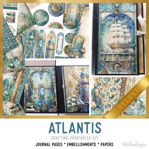 Atlantis Junk Journal Kit DELUXE, Atlantis Crafting Printables Kit Atlantis Embellishments Printable Atlantis Paper Craft Tutorial 003338