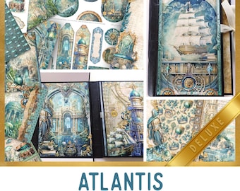 Atlantis Junk Journal Kit DELUXE, Atlantis Crafting Printables Kit Atlantis Embellishments Printable Atlantis Paper Craft Tutorial 003338