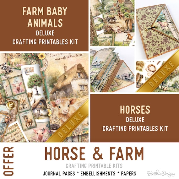 Horse & Farm Offer - Farm  Junk Journal Craft Printables (Pages, Papers and Embellishments) - 004043