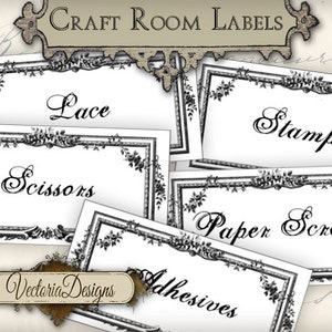 Craft Room Organization Labels Craft Room Labels printable instant download digital collage sheet 000405