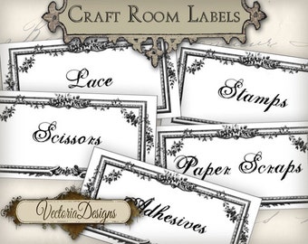 Craft Room Organization Labels Craft Room Labels printable instant download digital collage sheet 000405