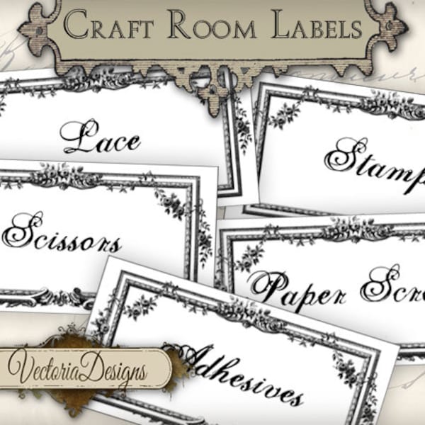 Craft Room Organization Labels Craft Room Labels printable instant download digital collage sheet 000405