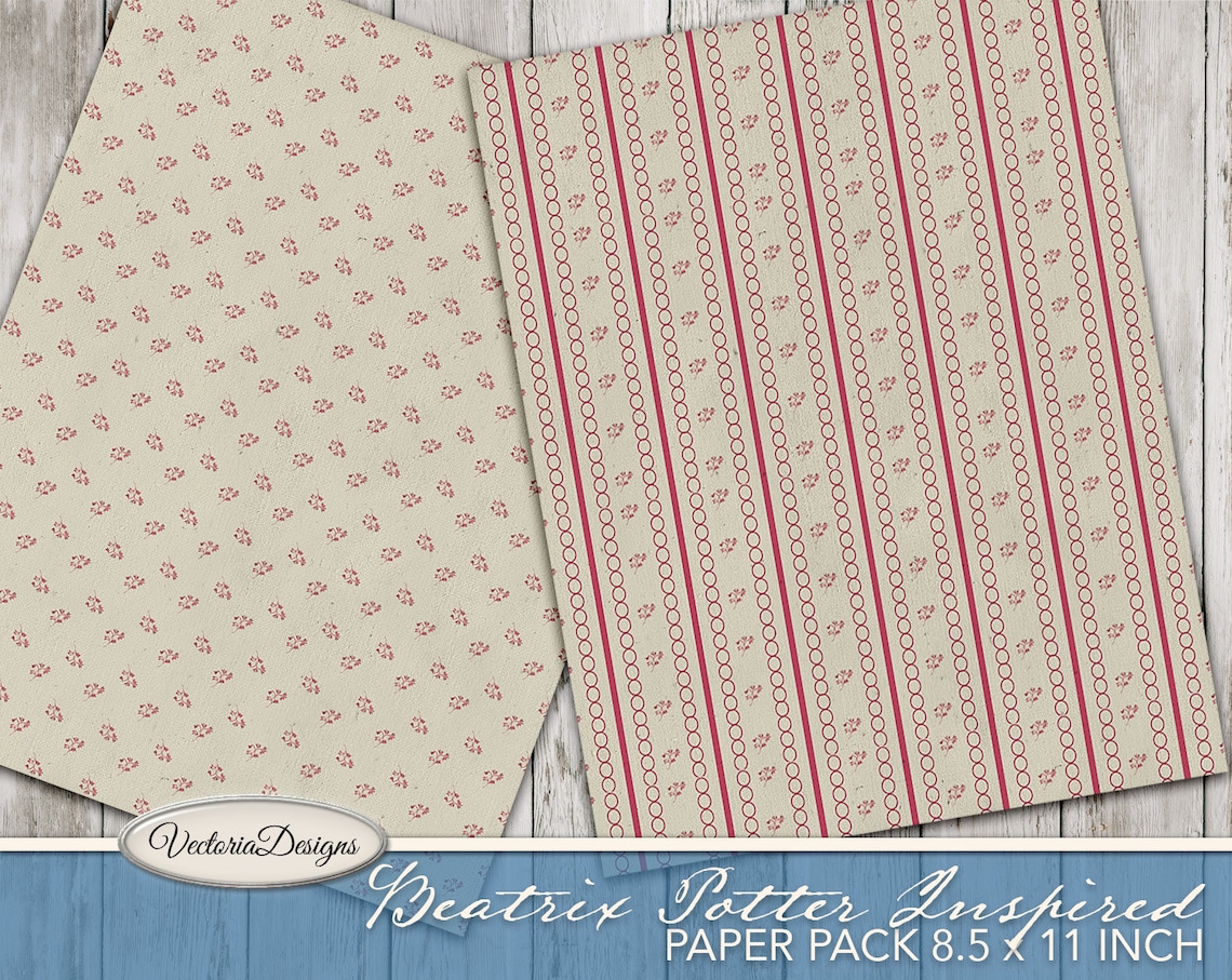 Beatrix Potter Inspired Paper Pack 8.5 X 11 Inch Printable | Etsy