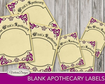 Blank Apothecary Labels, Witch Starter Kit, Wicca Labels, Halloween Labels, Halloween Decoration, Witch Paper Craft, Halloween Wicca 001676