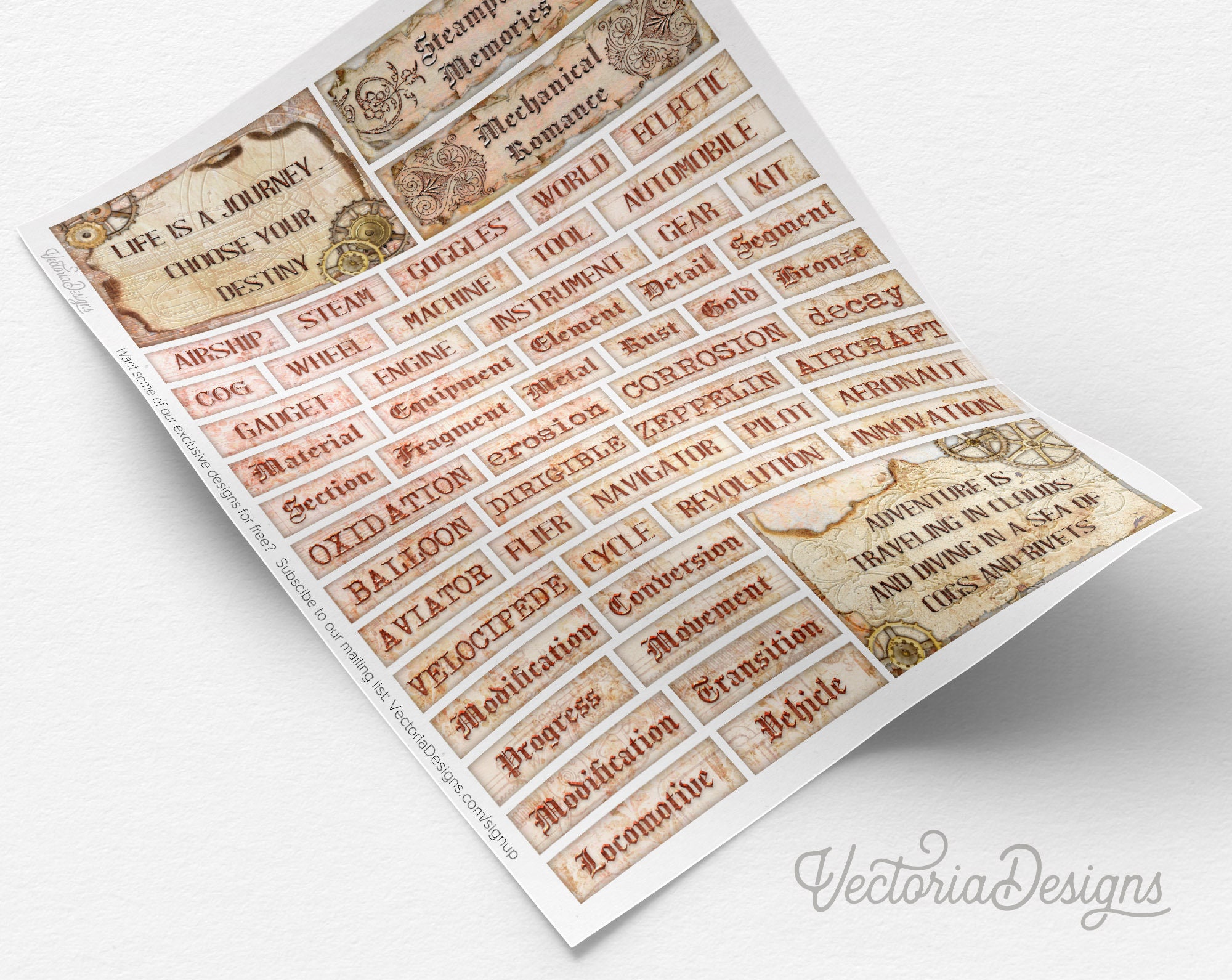 The Mechanic's Word Art, Steampunk Word Ephemera, Printable Word Art ...