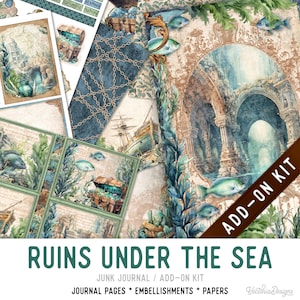 Ruins Under the Sea Junk Journal Kit ADD-ON, Printable Junk Journal Pages Journal Kit Craft kits Vintage Junk Journal 003486
