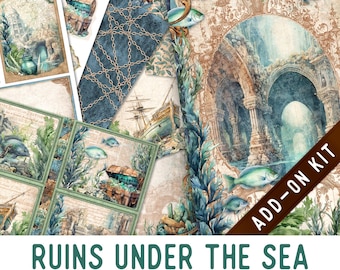 Ruins Under the Sea Junk Journal Kit ADD-ON, Printable Junk Journal Pages Journal Kit Craft kits Vintage Junk Journal 003486