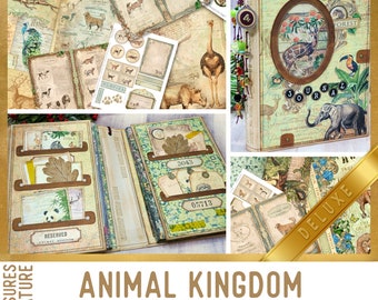 Animal Kingdom Junk Journal Kit DELUXE Crafting Printables Kit, Animals Embellishments Animals Paper Craft Kits Junk Journal Tutorial 002932