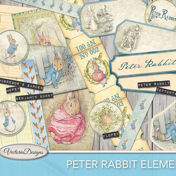 Peter Rabbit Digital Paper, Junk Journal Printable, Beatrix Potter, Journal Digital, Scrapbook Ephemera, Digital Download, Paper Art 001749