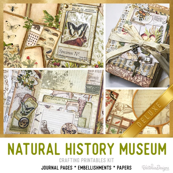 Natural History Museum Junk Journal Kit DELUXE - Printable Pages, Papers and Embellishments for Crafting - 002802
