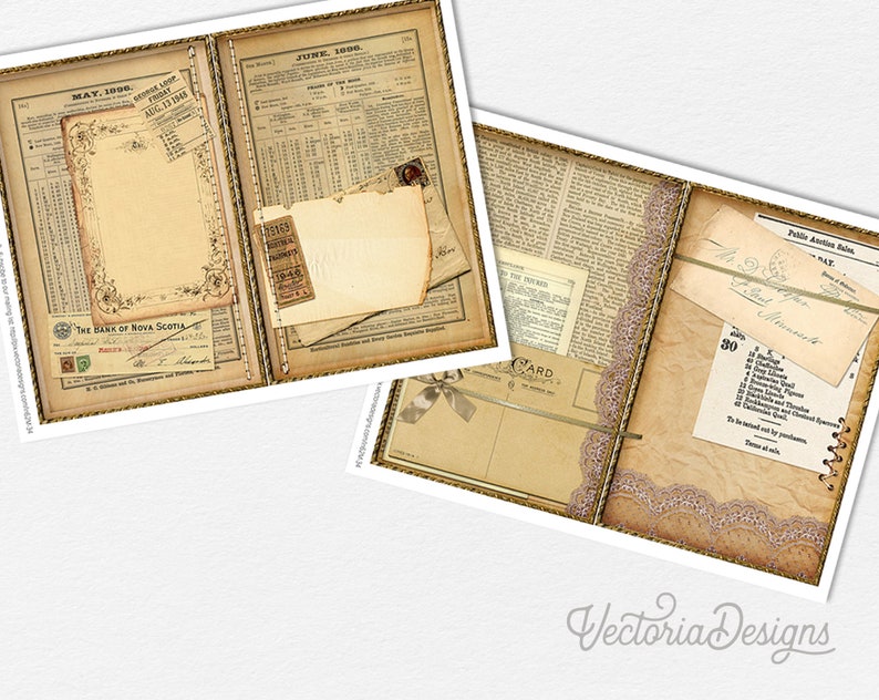 Shabby Junk Journal Kit, Printable Journal Kit, Ephemera Junk Journal, Digital Journal, Scrapbooking, Digital Ephemera, DIY Journal 001883 image 8