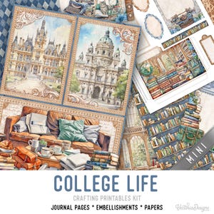 College Life Large Junk Journal Kit MINI, College Crafting Printables College Embellishments College Printable College Junk Journal 003464