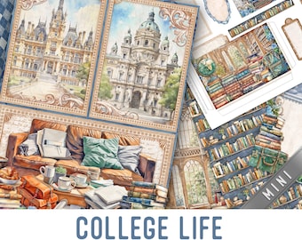 College Life Large Junk Journal Kit MINI, College Crafting Printables College Embellishments College Printable College Junk Journal 003464