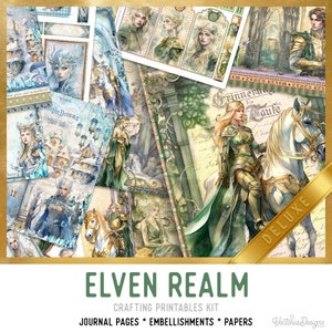 Elven Realm Junk Journal Kit DELUXE, Elven Crafting Printables Kit Elven Embellishments Elven Junk Journal Craft Kits Elf Journal 003201