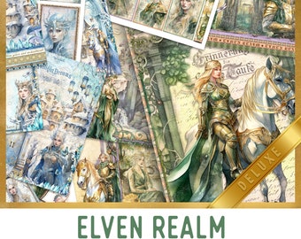Elven Realm Junk Journal Kit DELUXE, Elven Crafting Printables Kit Elven Embellishments Elven Junk Journal Craft Kits Elf Journal 003201
