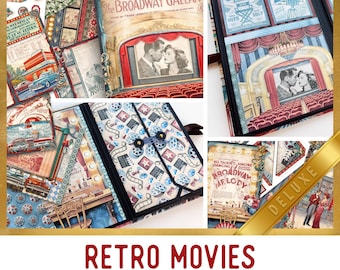 Retro Movies Junk Journal Kit DELUXE, Vintage Movies Crafting Printables Kit Movie Embellishments Movies Paper Craft Tutorial 003676
