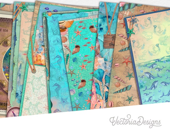 Under The Sea Paper Pack, Digital Paper, Printable Paper Pack, Sea Lover Gift, Digital Scrapbooking, Decorative Paper, DIY Kit 002116