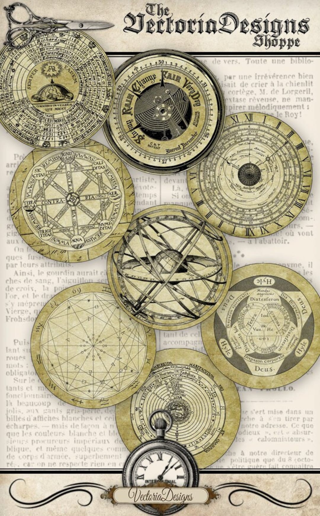 Ancient Science and Alchemy Circles 2.5 Inch Printable Paper Crafting ...