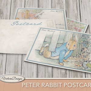 Peter Rabbit Postcards, Printable Postcards, Beatrix Potter Digital, Party Supplies, Digital Peter Rabbit Gift Tags, Scrapbook Sheet 001717