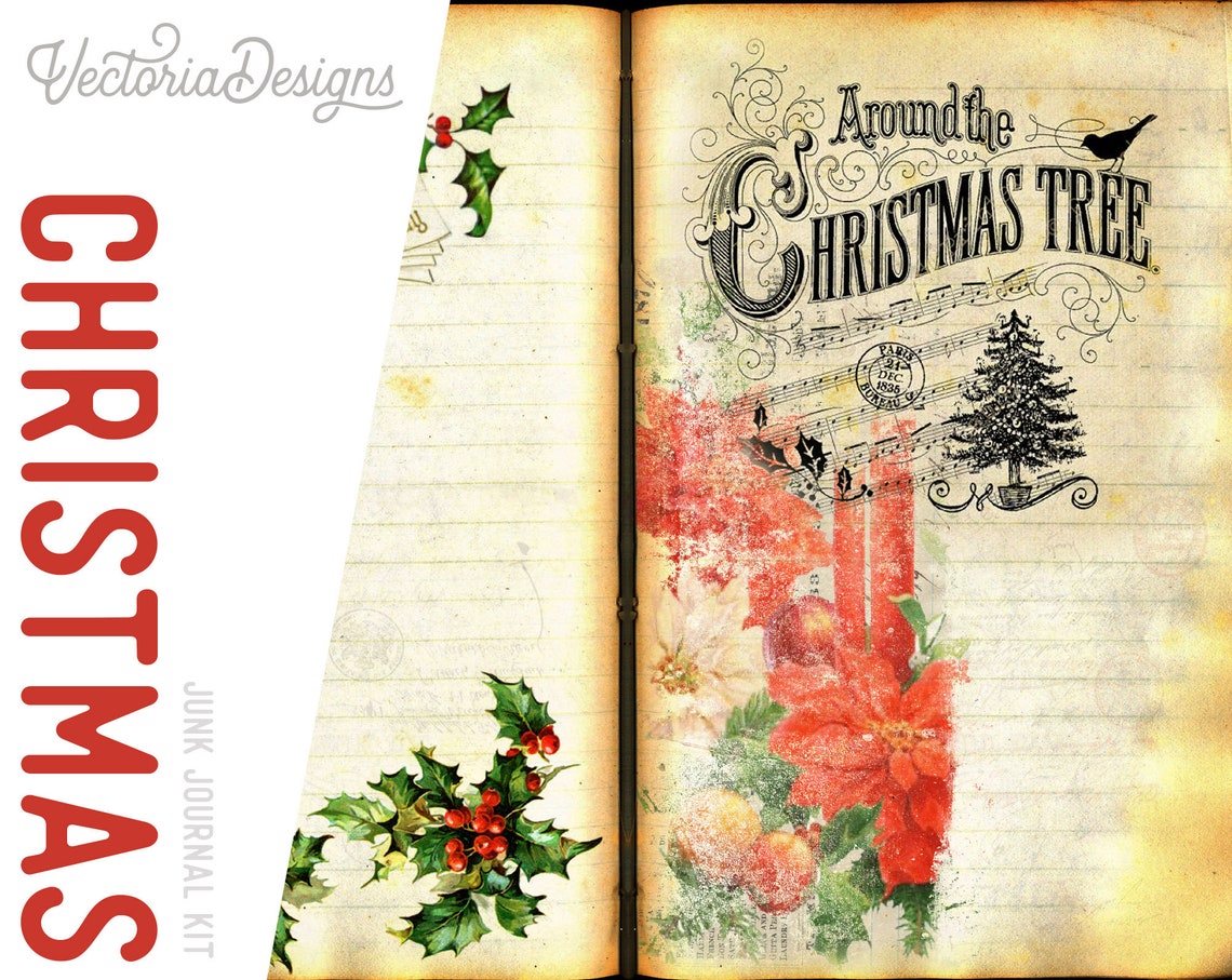 Christmas Junk Journal Kit Christmas Printables Christmas | Etsy