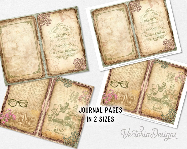 Vintage Books & Reading Junk Journal Kit, Books Journal, Printable Junk Journal Kit, Craft kits, Printable Journal Pages, Reading 002382 image 3