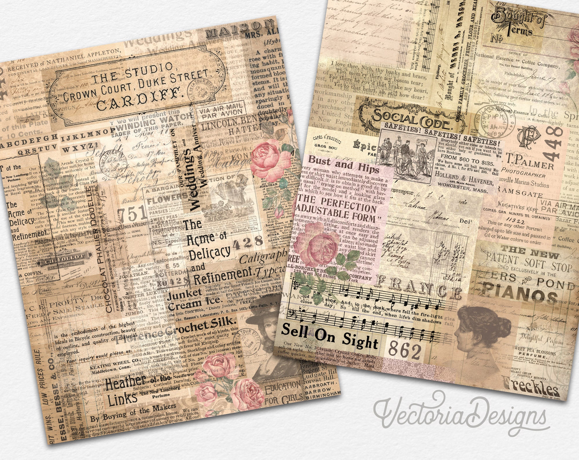 Multilayered Paper Pack, Printable Paper Pack, Decorative Paper Pack