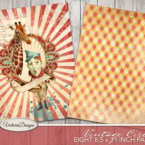 Vintage Circus Paper Pack, Printable Paper Pack, Decorative Paper, Circus Decoration, Digital Paper Pack, Crafters Paper Pack 002022 image 2