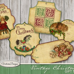 Vintage Christmas Gift Tags Decor Christmas Tags Printable - Etsy
