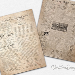 Vintage Newspaper Paper Pack, Printable Paper Pack, Digital Paper Pack, Vintage Newspaper Decoration, Newspaper Scrapbook, Old 002069 image 2