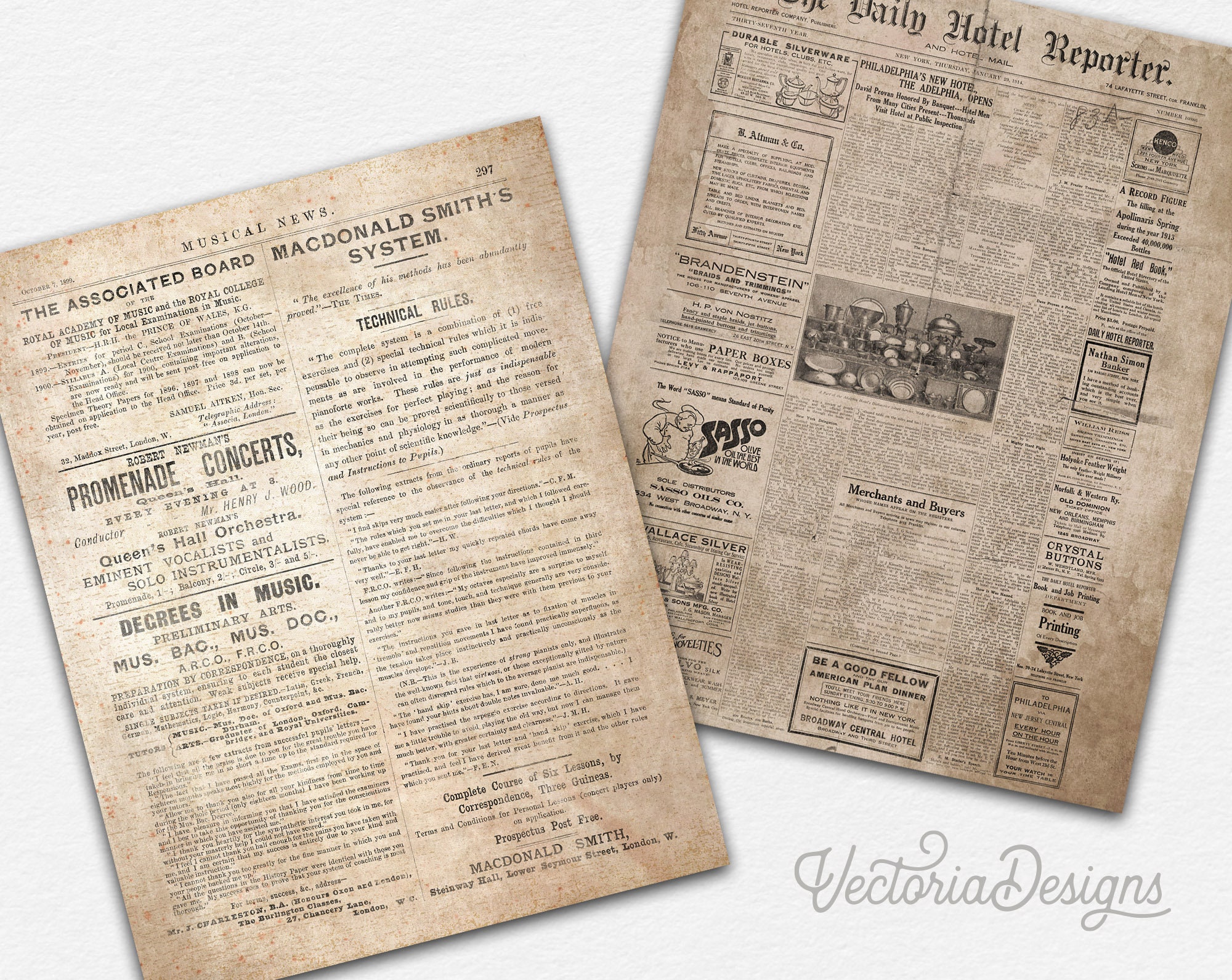 Vintage Newspaper Paper Pack Printable Paper Pack Digital | Etsy