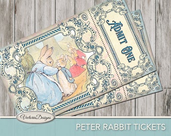 Printable Peter Rabbit Tickets paper crafting Beatrix Potter scrapbooking diy craft digital download instant digital sheet - 001732