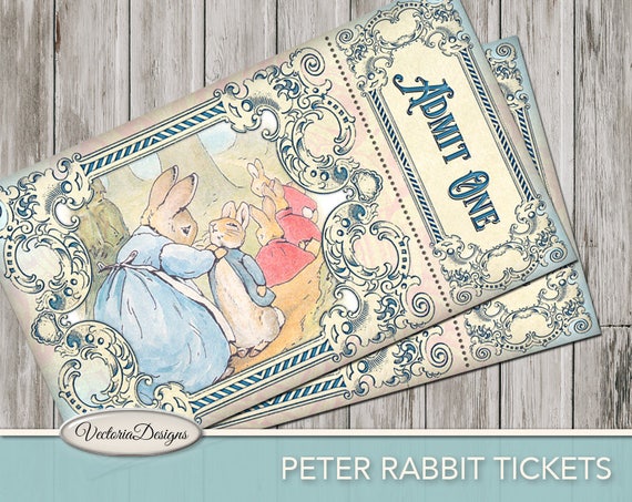 Printable Peter Rabbit Tickets paper crafting Beatrix Potter scrapbooking diy craft digital download instant digital sheet - 001732