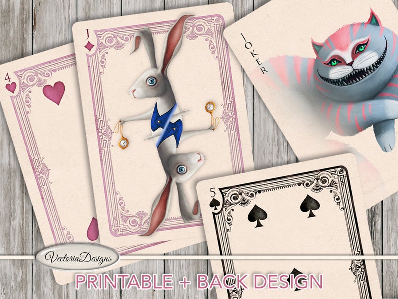 Printable Alice in Wonderland Playing Cards Full Deck Paper - Etsy