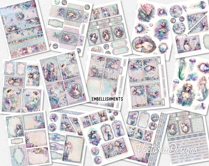 Mermaids Junk Journal Kit DELUXE Mermaid Realms Crafting Printables Kit ...