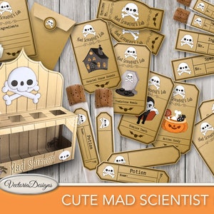 Mad Scientist Party Halloween Kit, Crafting Kit, Halloween Decoration, Printable Halloween, Digital Halloween Kit, Digital Decorative 001713