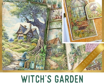 Witch Garden Junk Journal Kit DELUXE, Herbal Witch Crafting Printables Kit Crafting Garden Embellishments Printable Craft Tutorial 003692