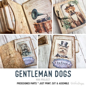 Gentleman Dogs Mini Project Specimen Album Dogs Booklet Craft Kit Specimen Cards Dogs Specimen Card Holder Printable Craft Kit 003183