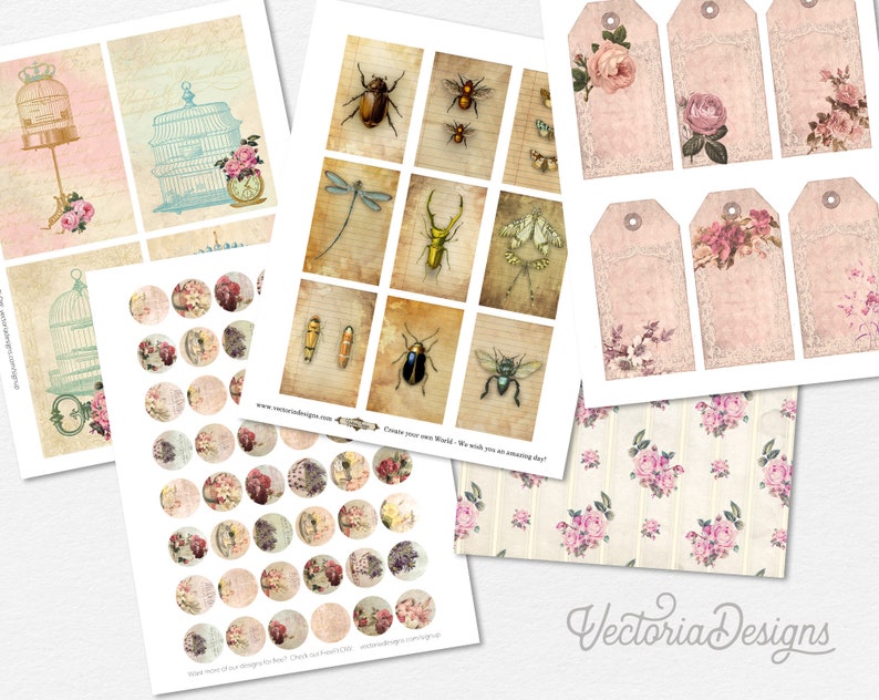 Mega Spring Bundle, Printable Paper, Scrapbook Journal, Mega Crafting Bundle, Collage Sheets, Spring Decoration Bundle, Ephemera 001739 image 2