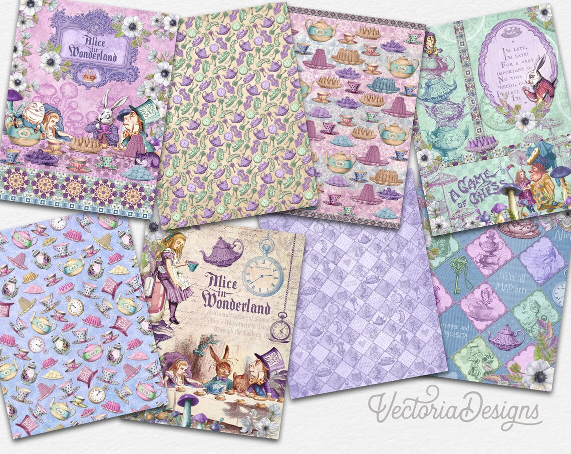 Wonderland Tea Party Paper Pack, Alice in Wonderland, Printable Alice ...
