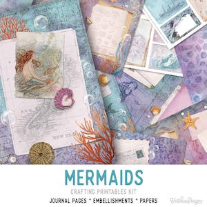 Mermaids Large Junk Journal Kit, Printable Junk Journal Kit, Sea Creatures Journal Kit, Ocean Journal, Junk Journal Ephemera  002046