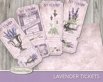 Lavender Tickets Printable paper crafting scrapbooking junk journal making diy craft digital download instant digital sheet - 001761