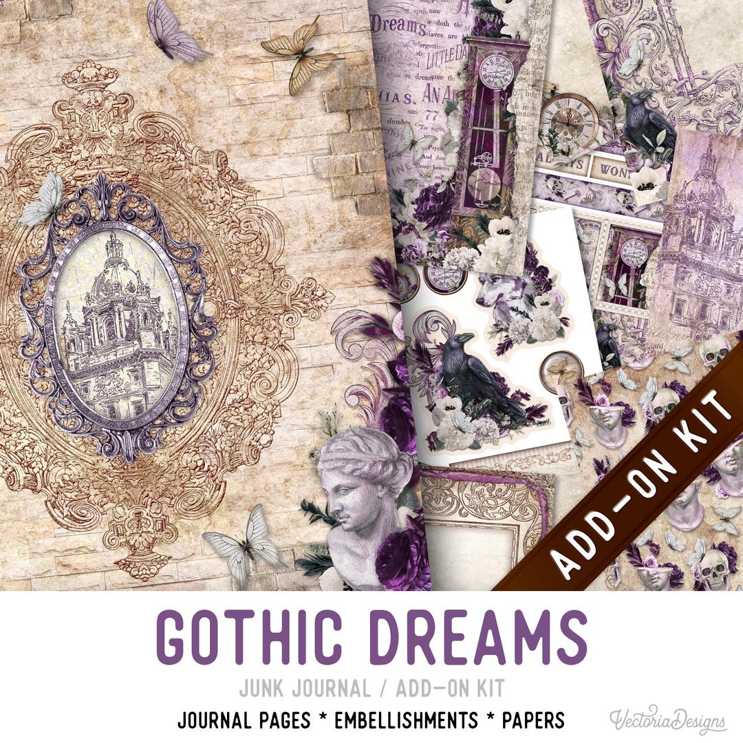 Gothic Dreams Junk Journal Kit ADD-ON, Halloween Printable Halloween ...