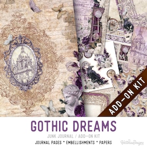 Gothic Dreams Junk Journal Kit ADD-ON, Halloween Printable Halloween Junk Journal Pages Journal Kit Craft kits Vintage Junk Journal 003493