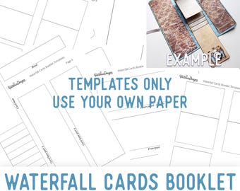 Waterfall Cards Booklet Template Journal Envelope Craft Quick Project Junk Journal Element Printable Craft Handmade Gift DIY Gift 003779