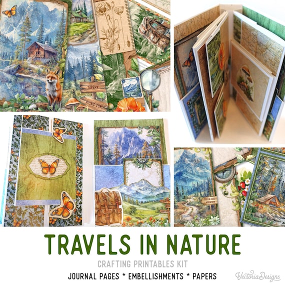 Travels in Nature Junk Journal Kit (Standard) - Printable Pages, Papers and Embellishments for Crafting - 003591