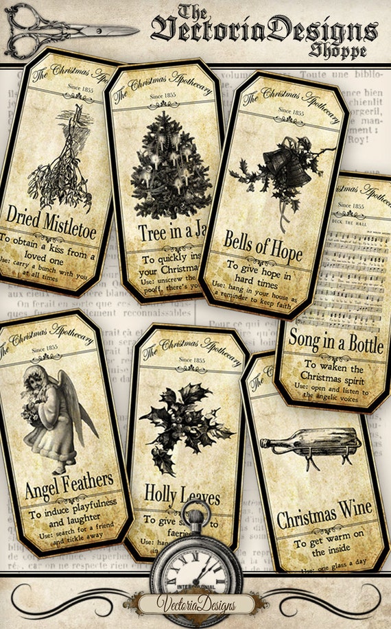 15 Christmas Apothecary Bottle Labels